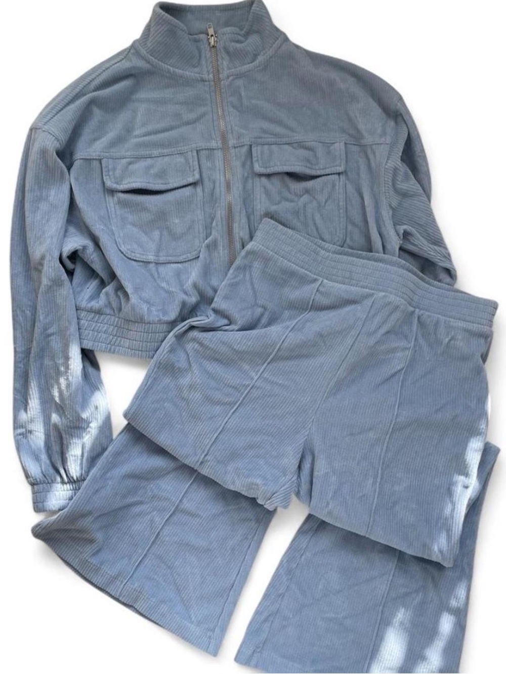NWOT aerie light blue groove on ribbed velour lounge set